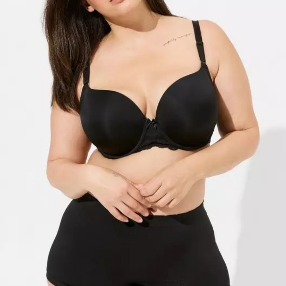 Torrid Curve Perfect T-Shirt Push-Up Bra Rich Black #11576753 size 46D